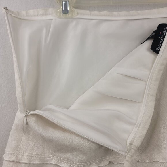Sharagano White Tiered A-Line Skirt Size 12 Linen Rayon New with Tags *callout - Picture 4 of 8